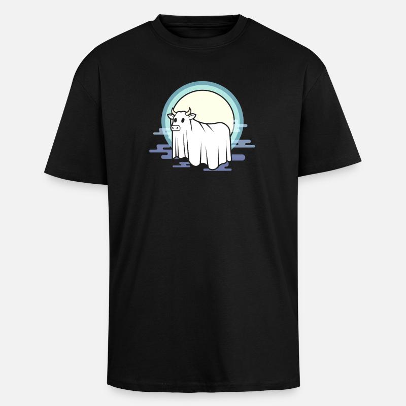 Vache lunaire à l’arc de brouillard - T-shirt unisexe oversize épais - noir