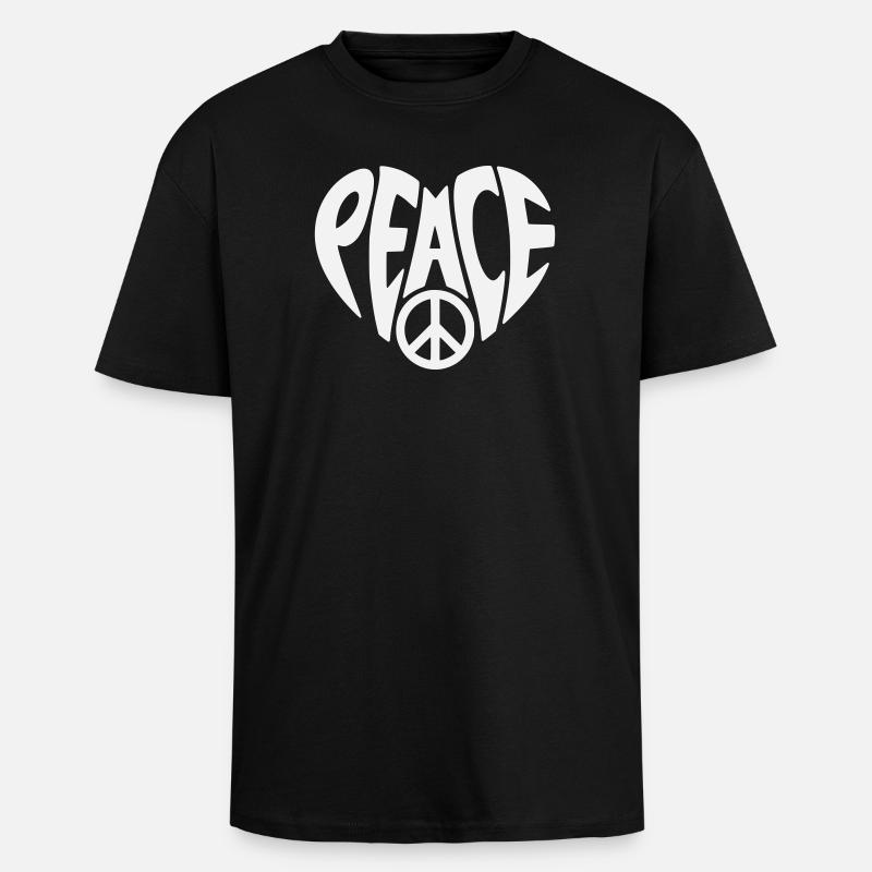Peace Herzdesign mit Peacezeichen - Oversized Heavyweight Unisex T-Shirt - Schwarz
