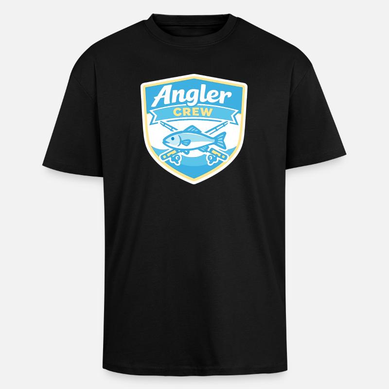 Angler Crew Shield - Oversized Heavyweight Unisex T-Shirt - Schwarz