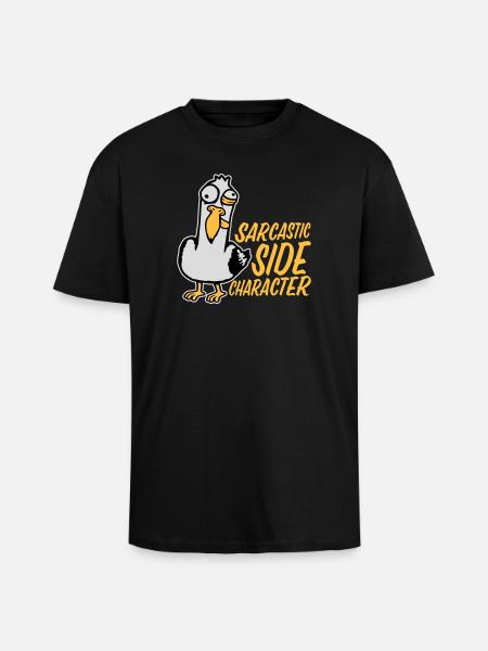 Crazy Seagull Sarcastic Side Character Funny - Unisex Oversized Heavyweight T-shirt - black