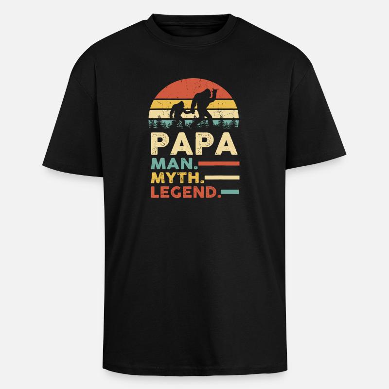 Papa Myth Legend Retro Sunset - Oversized Heavyweight Unisex T-Shirt - Schwarz