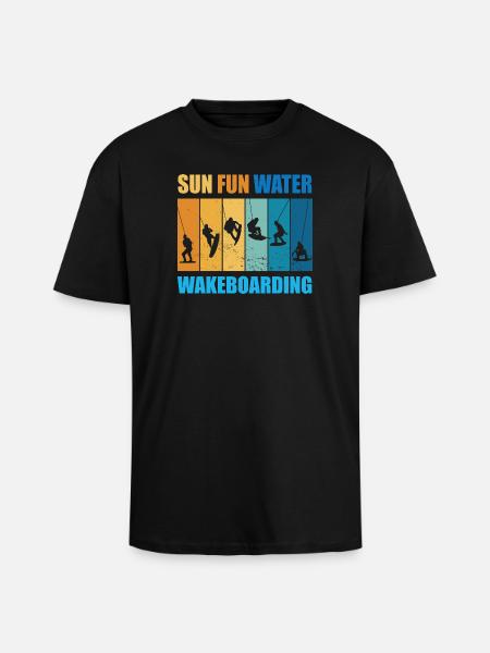 Sun, Fun, Water, Wakeboarding - Unisex Oversized Heavyweight T-shirt - black