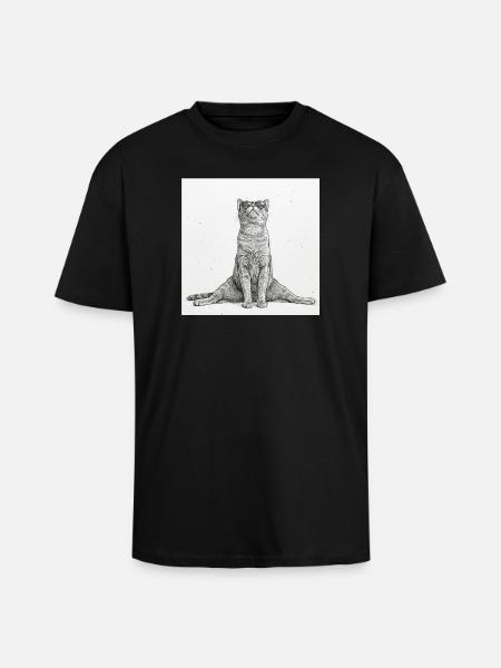 Cool Cat Yoga Splits - Unisex Oversized Heavyweight T-shirt - black