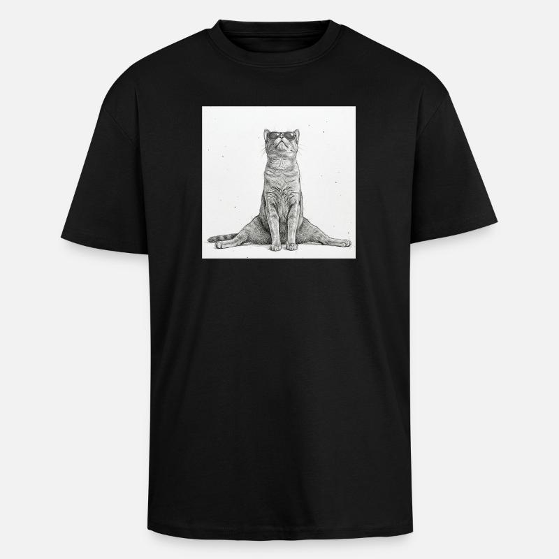 Séparations de yoga pour chats cool - T-shirt unisexe oversize épais - noir