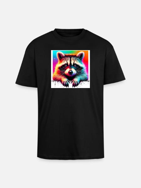 Raccoon - Unisex Oversized Heavyweight T-shirt - black