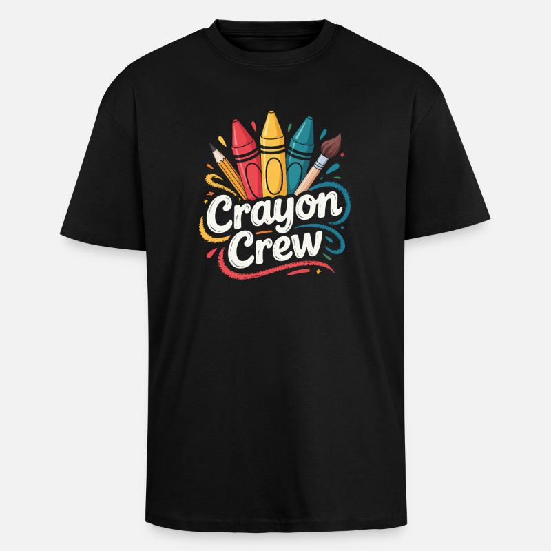 Crayon Crew Farbexplosion - Oversized Heavyweight Unisex T-Shirt - Schwarz