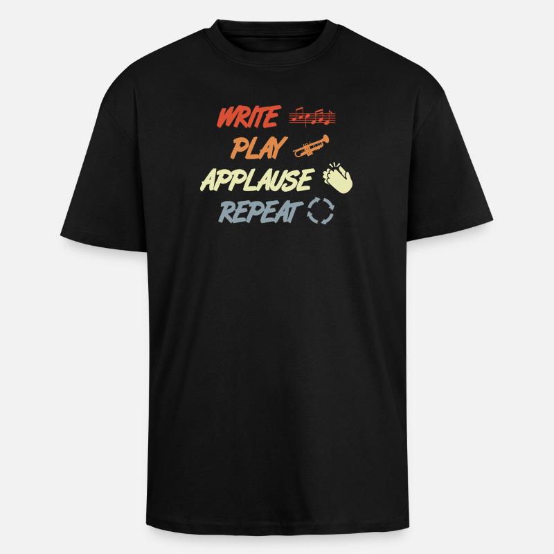 Write Play Applause Repeat - Unisex Oversized Heavyweight T-shirt - black