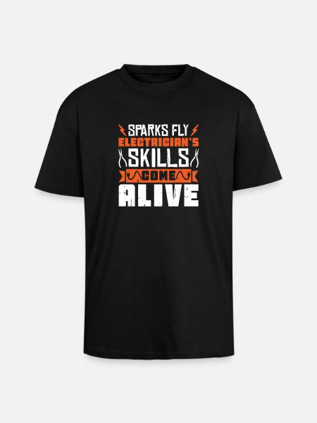 Electrician, Electronics Technician, Electrician - Unisex Oversized Heavyweight T-shirt - black