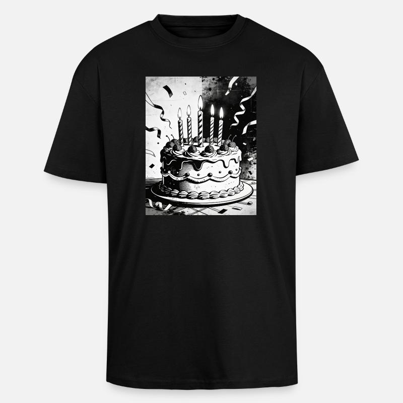Bougies monochromes pour gâteau d’anniversaire - T-shirt unisexe oversize épais - noir