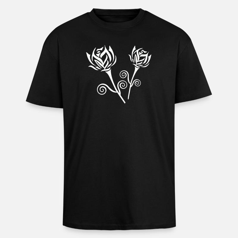 Roses - T-shirt unisexe oversize épais - noir