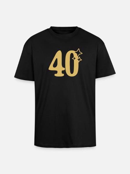 40th Birthday 40th Anniversary Gold Star - Unisex Oversized Heavyweight T-shirt - black