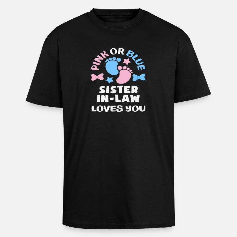 Pink Oder Blau Stiefschwester Gender Reveal - Oversized Heavyweight Unisex T-Shirt - Schwarz