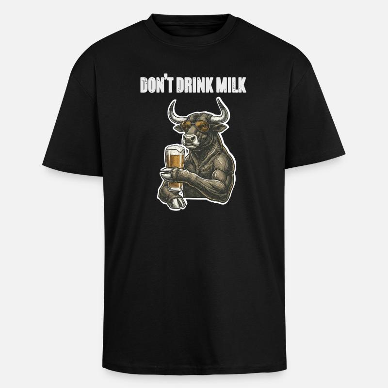 Stier Bulle Bier - Oversized Heavyweight Unisex T-Shirt - Schwarz