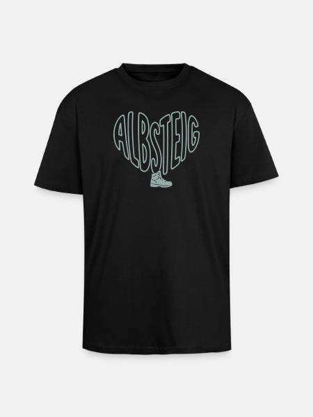 Albsteig heart with hiking boots - Unisex Oversized Heavyweight T-shirt - black