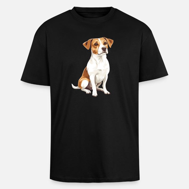 Jack Russel Terrier Design Illustration - Oversized Heavyweight Unisex T-Shirt - Schwarz