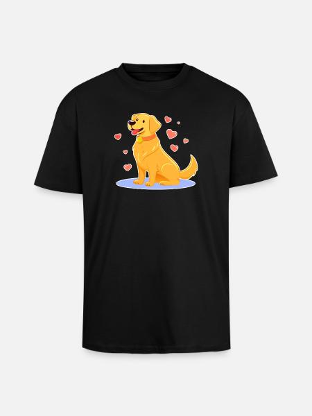Cute Golden Retriever (comic) - Unisex Oversized Heavyweight T-shirt - black