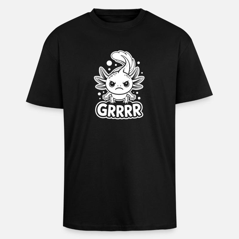 Grumpy Axolotl GRRRR - Oversized Heavyweight Unisex T-Shirt - Schwarz