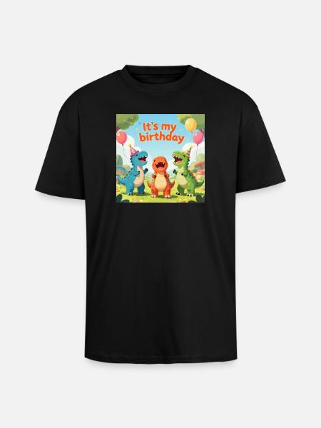 Fête d’anniversaire Dino : C’est mon anniversaire - T-shirt unisexe oversize épais - noir