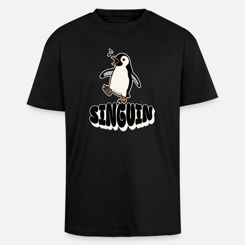 Singender Pinguin - Singuin - Oversized Heavyweight Unisex T-Shirt - Schwarz