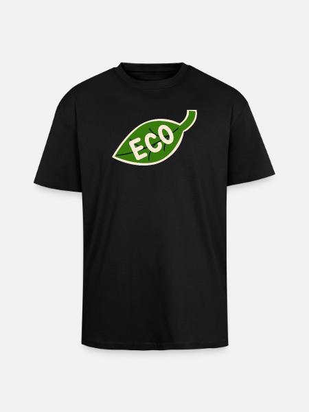Eco Leaf Emblem - Minimal Nature - Unisex Oversized Heavyweight T-shirt - black