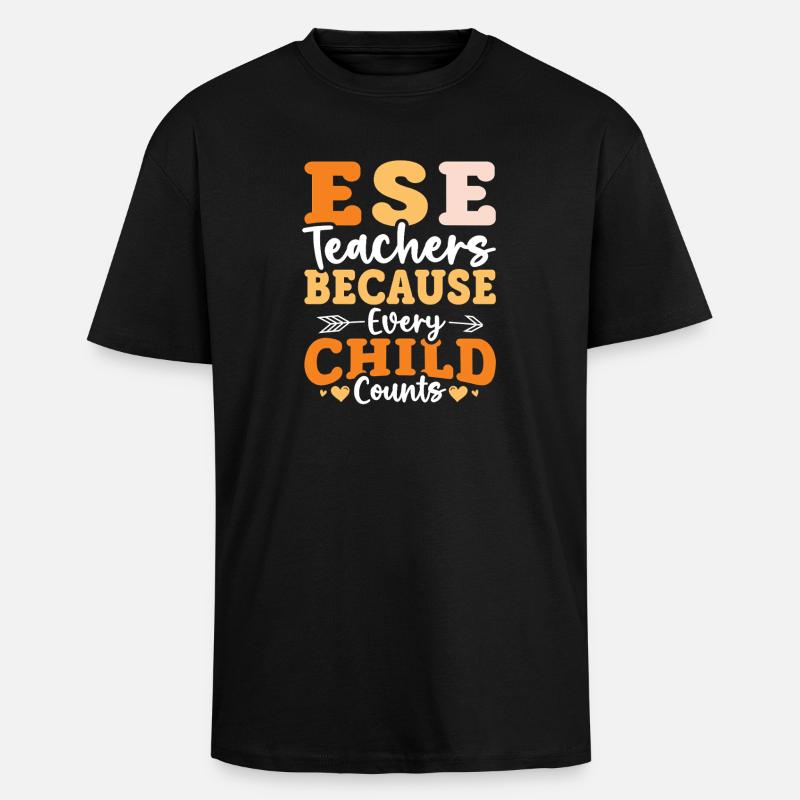 Cadeaux pour les enseignants ESE - T-shirt unisexe oversize épais - noir