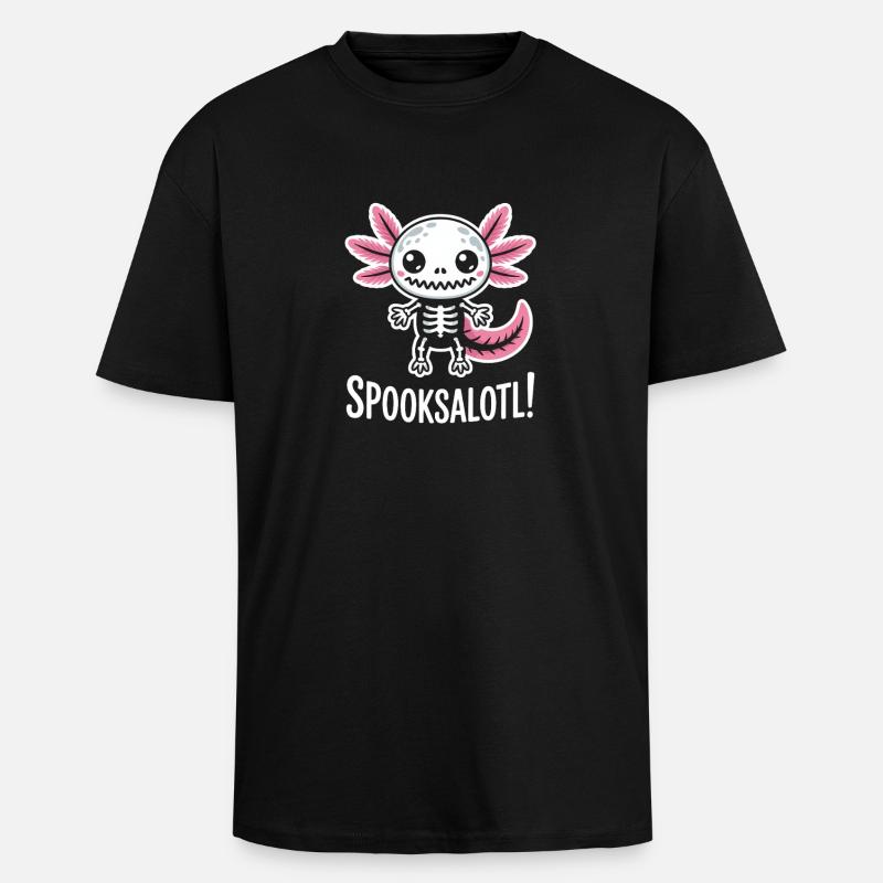 Cute Haunted Skeleton with Wings - Unisex Oversized Heavyweight T-shirt - black