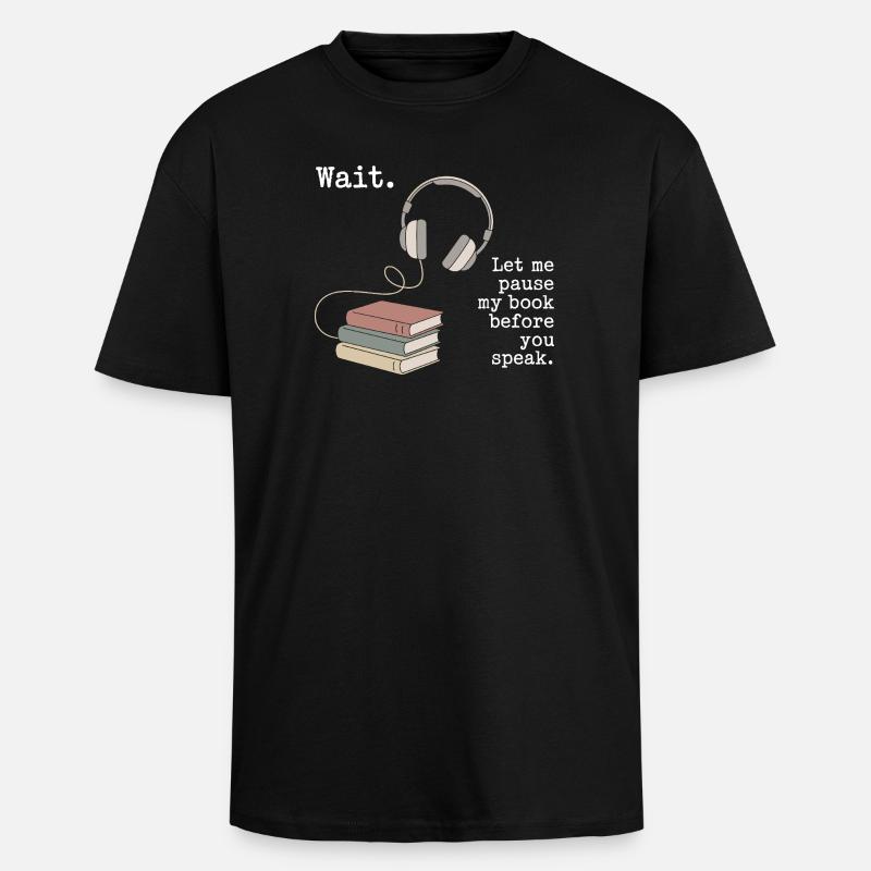 Hörbuch Kopfhörer Bücher - Oversized Heavyweight Unisex T-Shirt - Schwarz