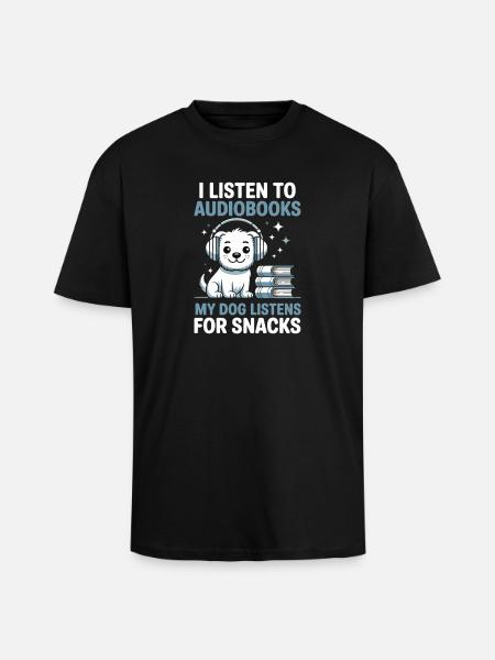 Dogs Audiobook Fans Reading Bookish Gift - Unisex Oversized Heavyweight T-shirt - black