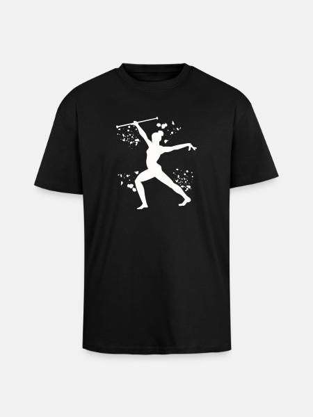 Gymnast with baton rhythmic gymnastics - Unisex Oversized Heavyweight T-shirt - black