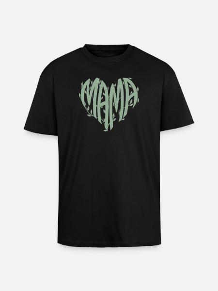 Mama Herz Naturschrift - Oversized Heavyweight Unisex T-Shirt - Schwarz