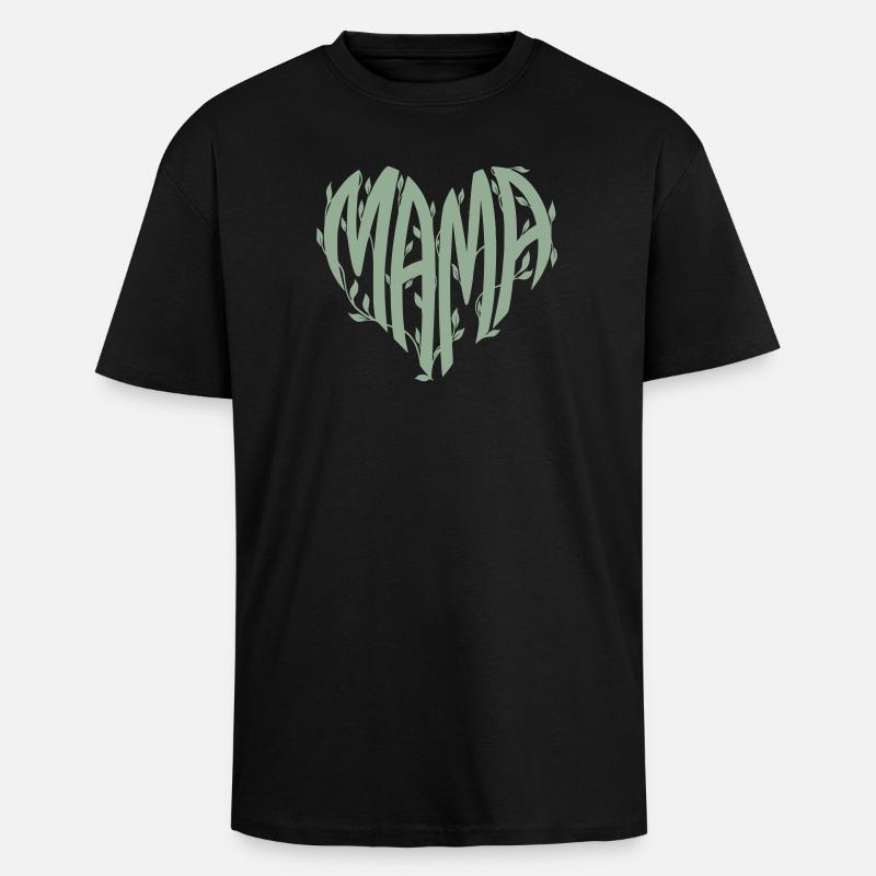 Mama Herz Naturschrift - Oversized Heavyweight Unisex T-Shirt - Schwarz