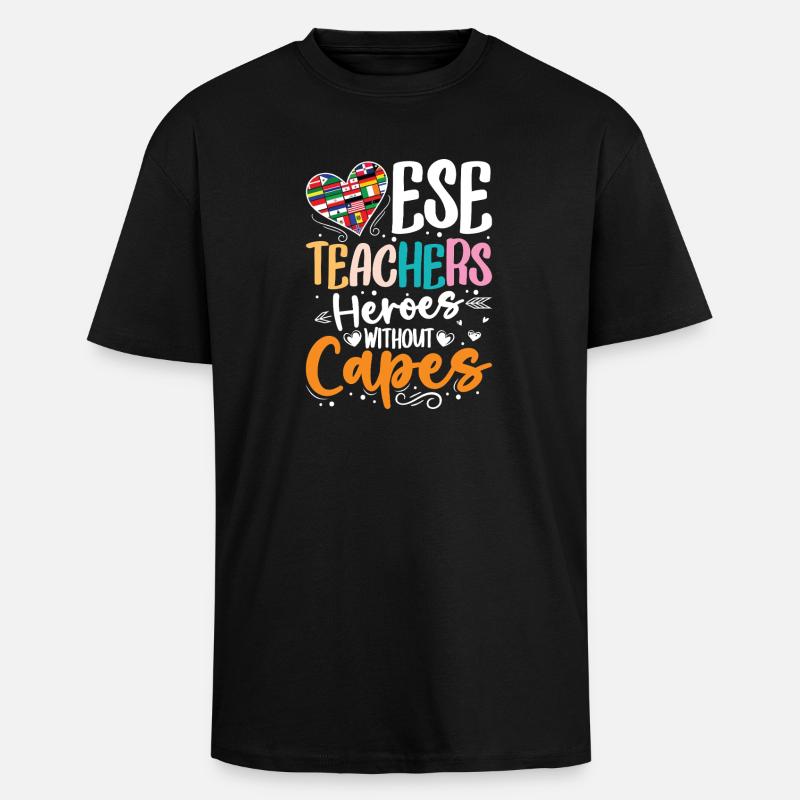 Cadeaux pour les enseignants ESE - T-shirt unisexe oversize épais - noir