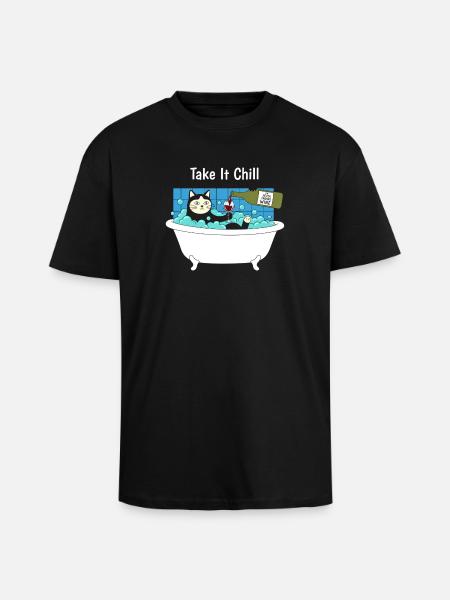 Take It Chill Katzbad - Unisex Oversized Heavyweight T-shirt - black