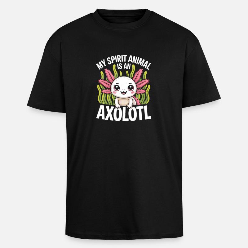 Axolotl Geisttier-Design - Oversized Heavyweight Unisex T-Shirt - Schwarz