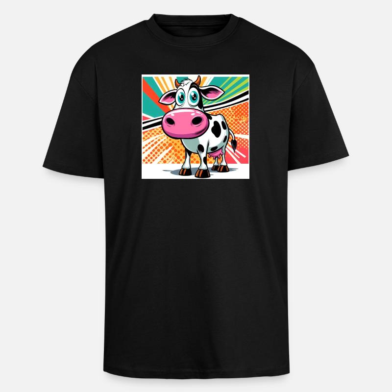 Kuh - Oversized Heavyweight Unisex T-Shirt - Schwarz