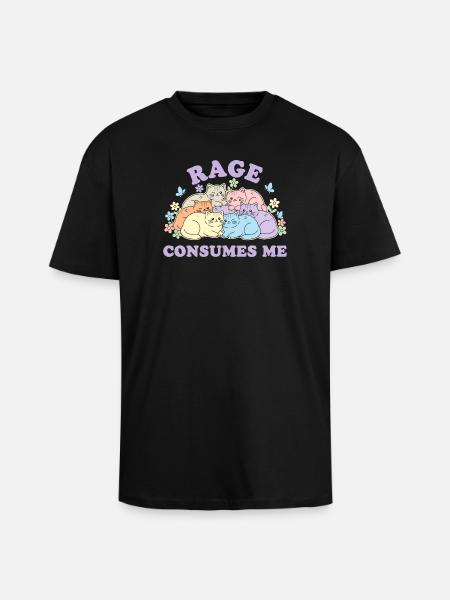 Pastel Cats Cuddly Cloud - Unisex Oversized Heavyweight T-shirt - black