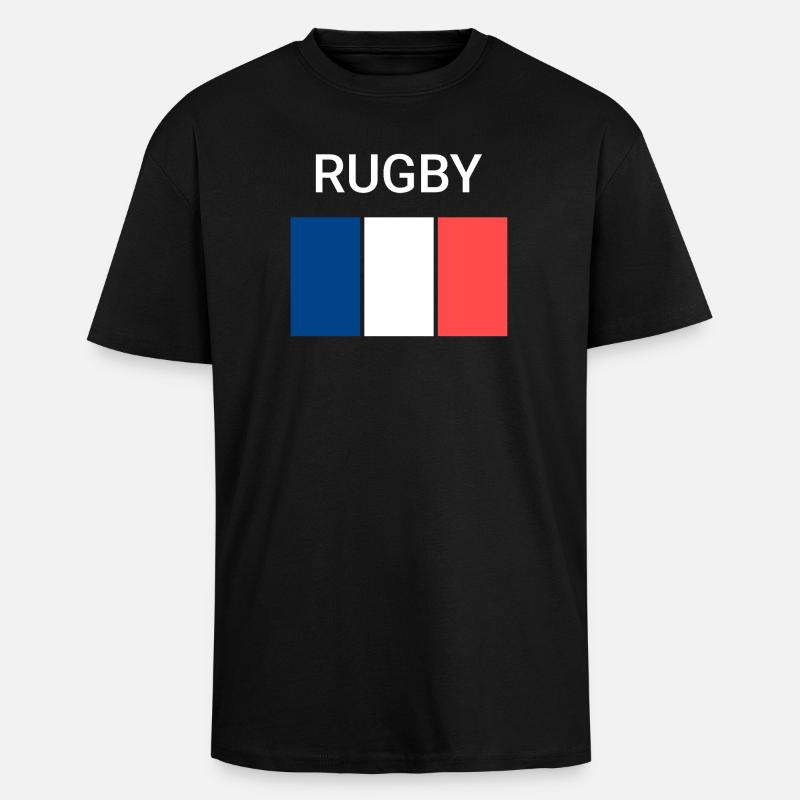 Rugby Frankreich - Oversized Heavyweight Unisex T-Shirt - Schwarz