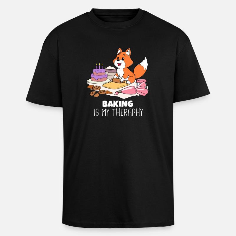 Fuchs Baking Therapy: Cakes & Cookies - Unisex Oversized Heavyweight T-shirt - black
