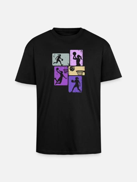 Basket-ball féminin - T-shirt unisexe oversize épais - noir