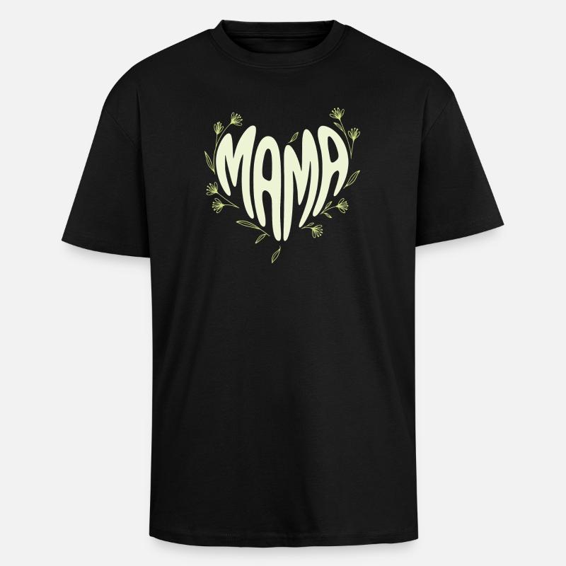 Mama Blütenherz - Oversized Heavyweight Unisex T-Shirt - Schwarz