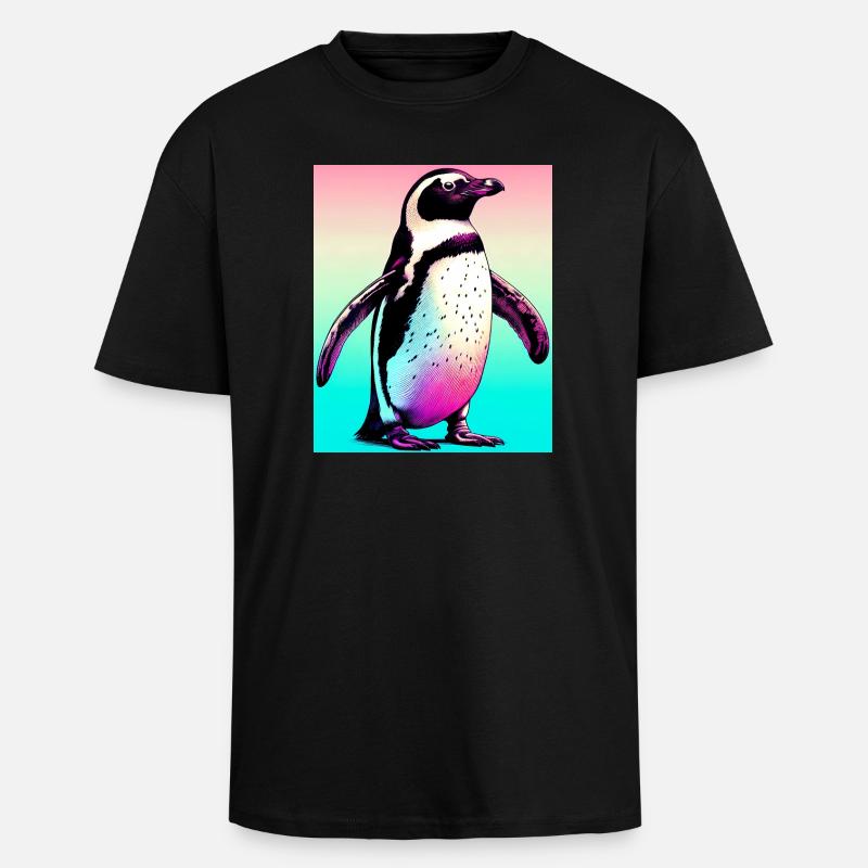 Pinguin - Oversized Heavyweight Unisex T-Shirt - Schwarz