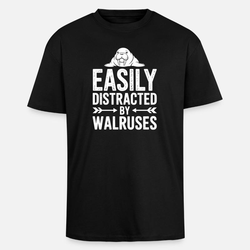 Walross Sprüche Walross Lustiges Walross Geschenk  - Oversized Heavyweight Unisex T-Shirt - Schwarz