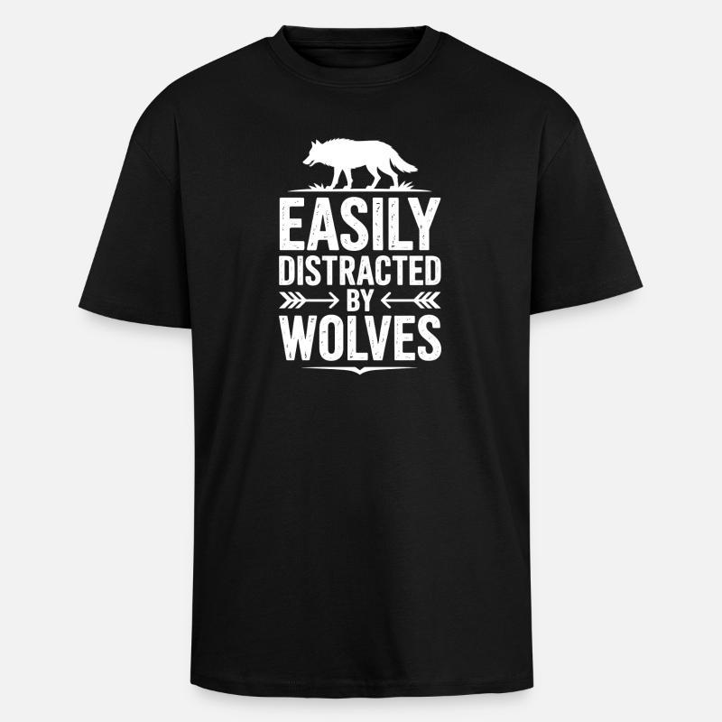 Wolf Sprüche Wölfe Lustiges Wolf Geschenk - Oversized Heavyweight Unisex T-Shirt - Schwarz