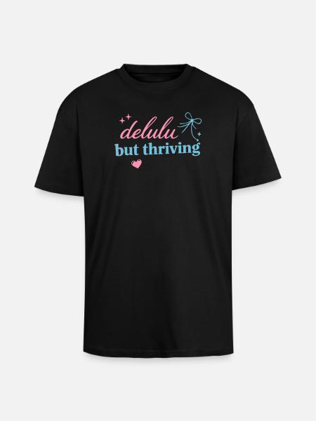 Delhu Thriving Script Logo - Oversized Heavyweight Unisex T-Shirt - Schwarz