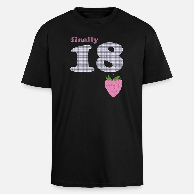 Endlich 18 – Beeren Plaid Design - Oversized Heavyweight Unisex T-Shirt - Schwarz