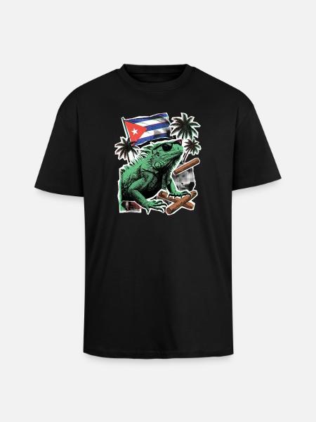 Kuba Chamäleon Palmen - Oversized Heavyweight Unisex T-Shirt - Schwarz