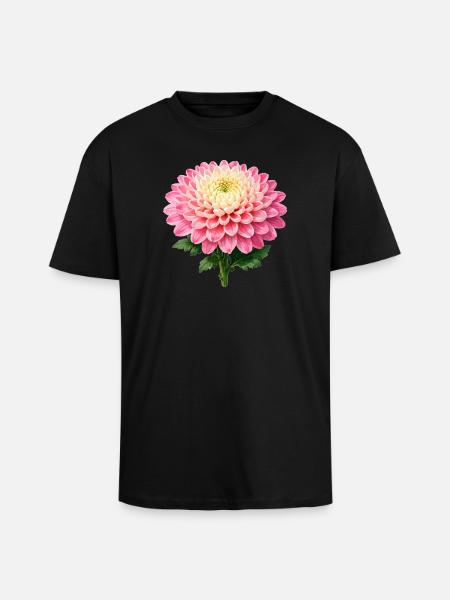 Pink Chrysanthemum Bloom - Unisex Oversized Heavyweight T-shirt - black