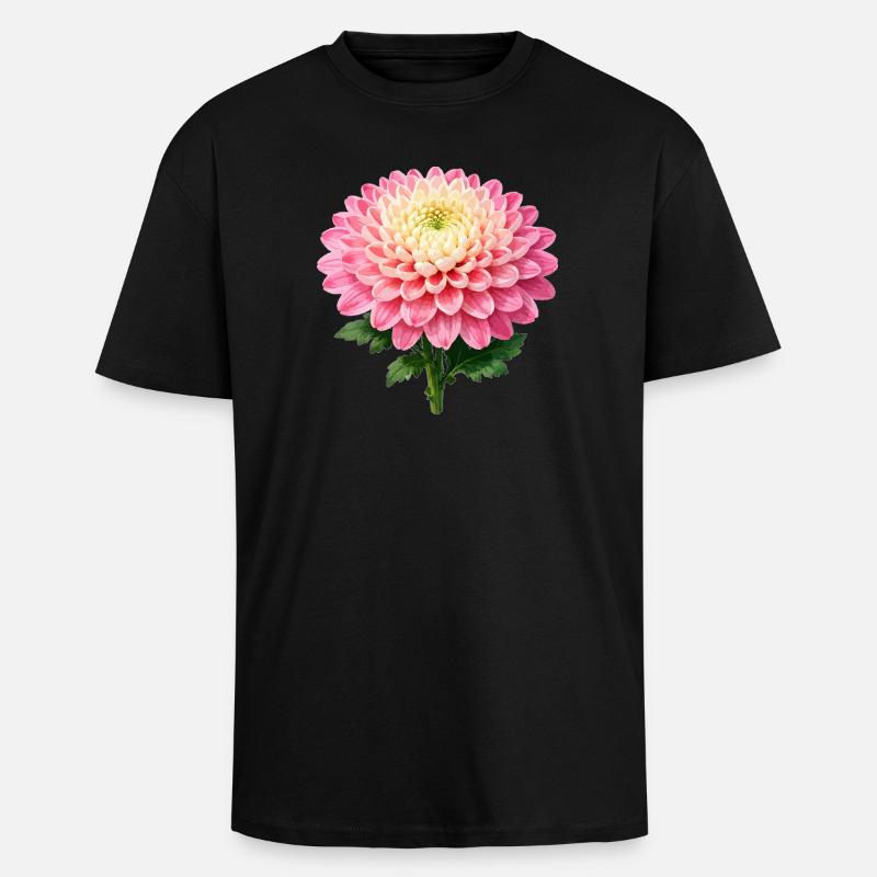 Rosa Chrysantheme-Blüte - Oversized Heavyweight Unisex T-Shirt - Schwarz