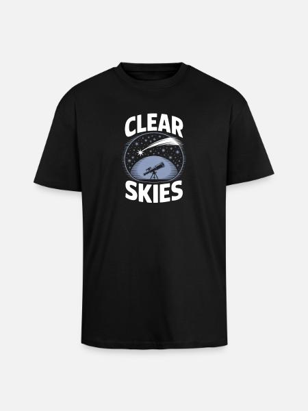 Clear Skies Telescope Stargazer - Unisex Oversized Heavyweight T-shirt - black