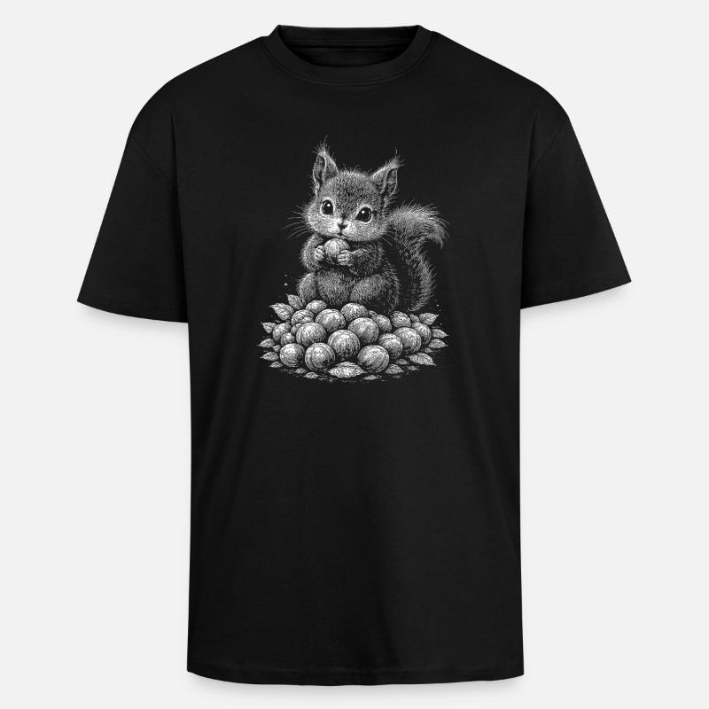 Eichhoernchen - Oversized Heavyweight Unisex T-Shirt - Schwarz